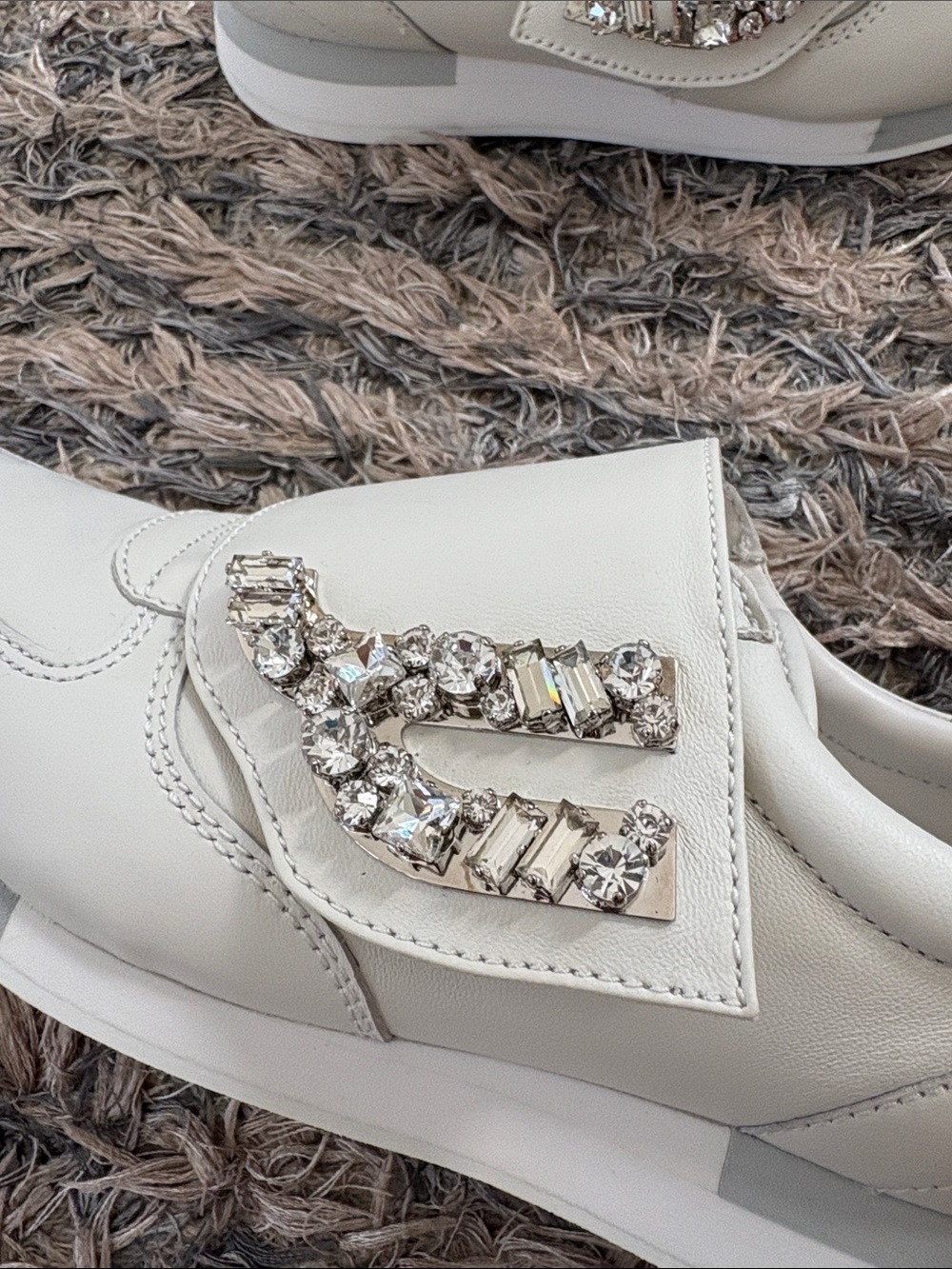 Rare Bally Switzerland GIADA Stone Ivory Lambskin Crystal B-Wings Sneakers 36 - Picture 6 of 15